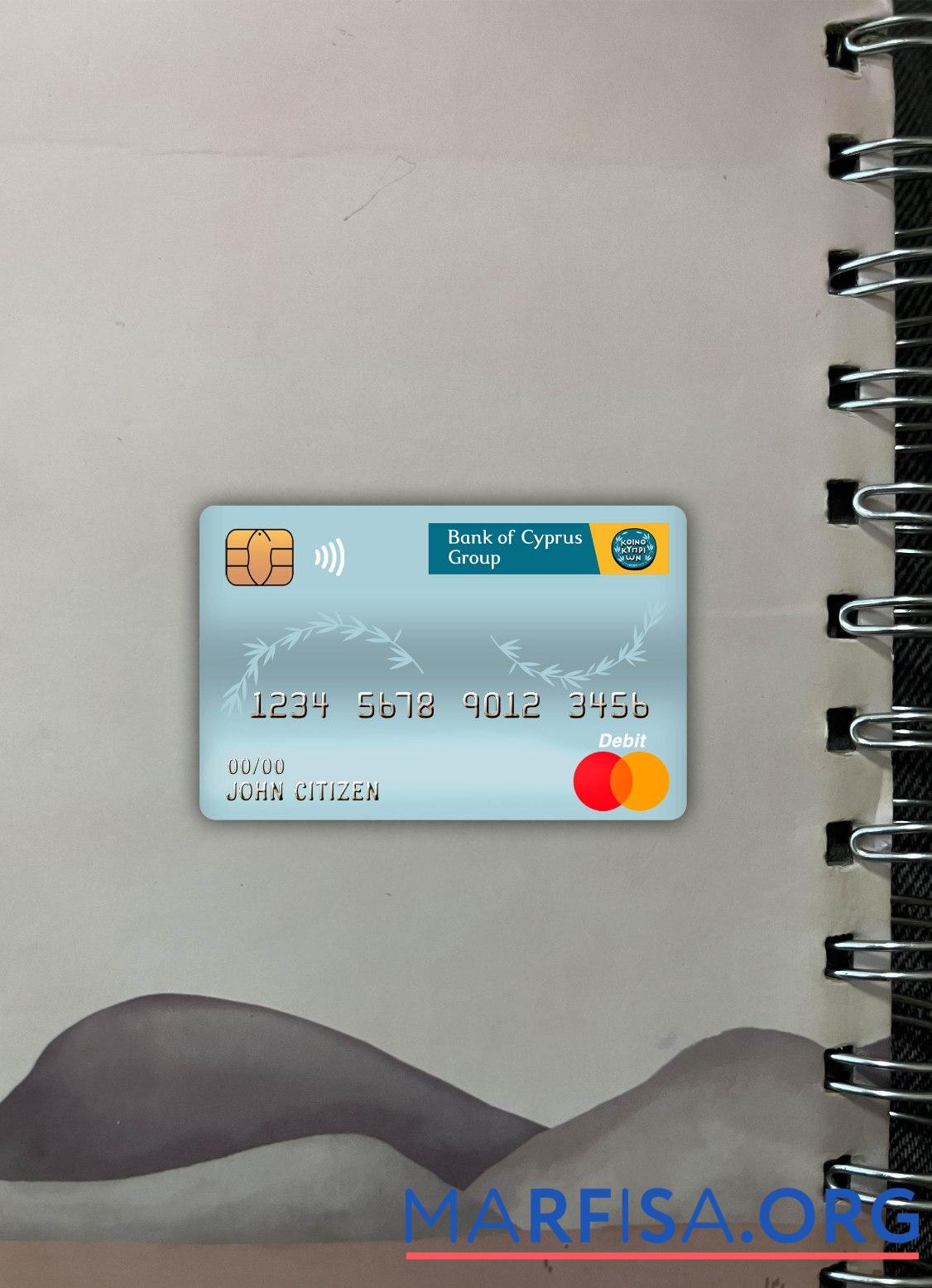 Blank Cyprus bank of cyprus bank master debit card photolook front download for verification